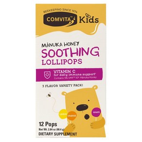 콤비타 키즈 마누카 꿀 수딩 롤리팝 사탕 Comvita Kids Manuka Honey Soothing Lollipops, 81g, 1개