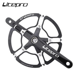 Litepo 크랭크 세트 170mm 크랭크 할로우 테크 + 58 56/53 톱니 크라운 Bcd 130 속도 BMX 14 16/20 인치 접이식 자전거용 5 홀, 1)Black 53T, 1개