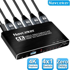 Navceker 4포트 USB 3.0 TO HDMI 4K 60Hz 영상 캡쳐보드