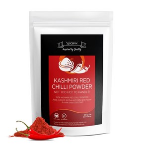 SpiceFix - Kashmii Red Chilli Powde Mild to Med SpiceFix - 카슈미르 붉은 고추 가루 중불 또는 중간 정도의 열에 햇볕에 말린, 1개, 198g