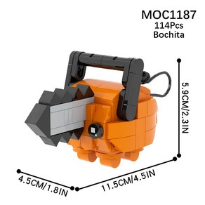 체인소맨레고 피규어 체인소맨 레고 호환 포치타 덴지 파워 전기톱맨, MOC1187, 1개