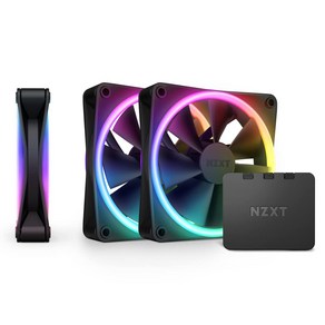 NZXT F120 RGB 듀오 트리플 팩 - RGB 컨트롤러가 있는 120mm 양면 RGB 팬 3개 - 개별 주소 지정 가능한 LED 20개 - 균형 잡힌 공기 흐름 및 정압 -, 1개