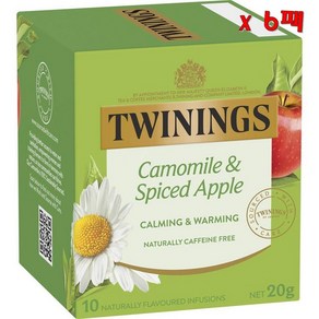 Twinings 트와이닝스 카모마일 스파이스 애플 노카페인 숙면 차 애플캐모마일 티백 20g 10개입 6개