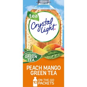 Cystal Light Suga-Fee Peach Mango Geen Tea On- 크리스탈 라이트 무설탕 복숭아 망고 녹차 이동용 분말 음료 믹스 0.08온스 10개(, 58.97g, 10개