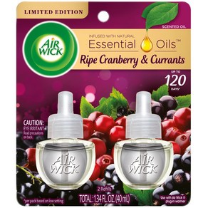 Ai Wick Plug in Scented Oil Refill 2 ct Ripe Canbey and Cuants Ai Feshene Essential O, 1개, Red