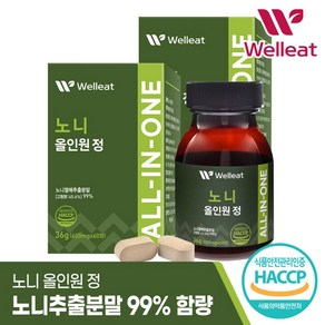 웰리트HACCP인증 노니 올인원 정 60정 X 2박스 120정, 36g, 2개