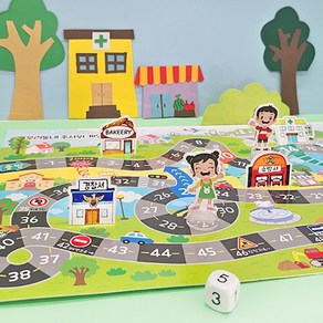 우리동네 우리 동네 주사위 보드게임 만들기 DIY 컬러링 키트 수 조작 교구 공공기관 KC인증, 1개