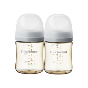 더블하트 모유실감 3세대 PPSU 노꼭지 젖병 트윈팩, 새벽그레이, 160ml, 2개