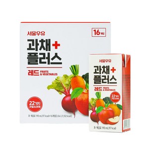 서울우유 과채플러스 레드 190ml 16팩-과채주스/과채음료/야채주스/과일주스, 16개