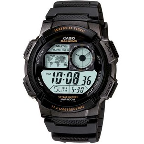 CASIO 10년 배터리 100미터 방수 항공기기 디스플레이 시계 1000 블랙A