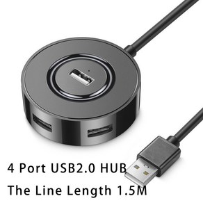 고속 멀티 USB 분배기 확장기 맥북 프로 컴퓨터 PC 노트북 액세서리 2.0 허브 어댑터 4 in 1, [09] USB2.0 1.5M Black, 1개