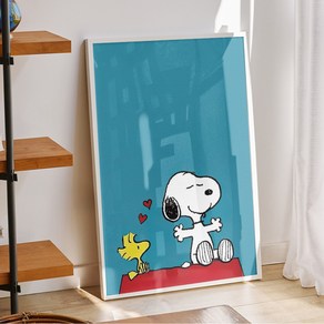 스누피 그림 포스터 snoopy 빈티지 일러스트 액자 카페 감성 아기방 인테리어 소품 32, A2 사이즈(420x594mm), A2 포스터 + 블랙 액자 결합