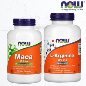 (기획세트) 나우푸드 마카 500mg + 엘아르기닌 250mg 베지캡슐 NOW Foods Maca 로우 마카 뿌리 아미노산, 1개