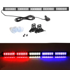 자동차 앞 유리 경고 램프 바 빨간색 비상 스트로브 손전등 교통 조명 트럭 30LED 12V, Red White Blue, 1개