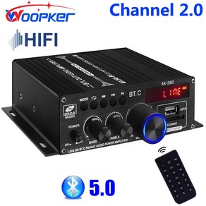 우퍼 사운드 앰프 채널 20 HIFI 블루투스 앰프 홈 디지털 오디오 12V3A AK380 AK370 AK280 AK270 AK170 차량용 베이스 트레블, 2)AK170