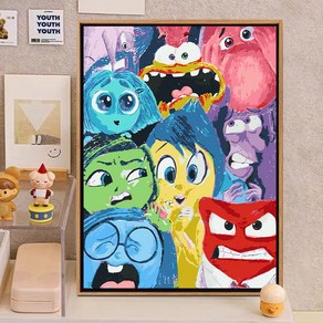 인사이드아웃2 유화그리기 그림 색칠북 도안 굿즈 diy, 물감+브러쉬+천캔버스, 30x40 내부 프레임, 06.RS17631, 1개