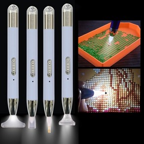 보석십자수펜 led 보석 십자수 도구 주사기 가게 usb 충전식 조명 5d 다이아몬드 페인팅 포인트 드릴 펜 세트 diy 야광 자수 다이아몬드 드로잉 드릴 펜, 더블, 1개