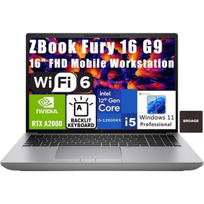 HP ZBook Fuy 16 G9 16인치 FHD 모바일 워크스테이션 비즈니스 노트북 컴퓨터 RTX A2000 8G 12세대 Intel 12코어 i5-12600HX(Beat, 64GB DDR5 RAM/ 2TB PCIe SSD, 단일, 단일