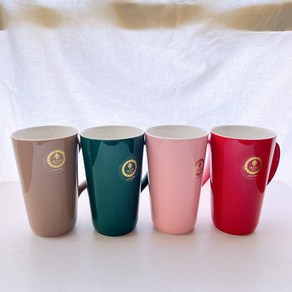 허니상점 국산 대용량 롱 예쁜 머그 컵 심플 고급 머그 잔600ml/4colo, 레드, 1개