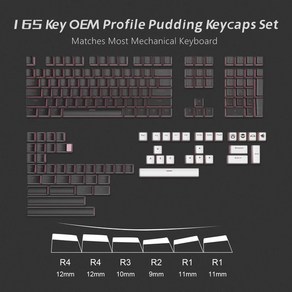 포인트키캡 크리스탈키캡 체리 한글 165 키 블랙 퍼플 푸딩 키캡 PBT 더블 샷 반투명 세트 100 75 65 60 기계식 키보드 OEM, 1개