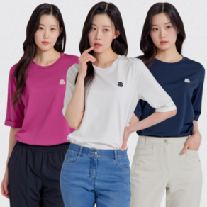 [지센창원]여성 분또 자수 스몰포인트 라운드 5부 티셔츠 3색 LCTSP372