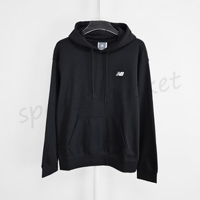 뉴발란스 N0ECS021 블랙 MT41508 UNI 스몰로고 후드티 (SEMI-OVER FIT) 남자 여자 커플 후드티