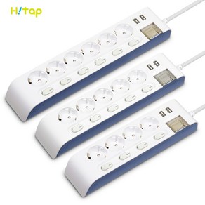 [현대일렉트릭] 하이탭 개별스위치 USB 2포트 충전 멀티탭 4구/5구/6구 1.5M/3M 250V 16A HIPUMP, 5구, 1.5m, 1개