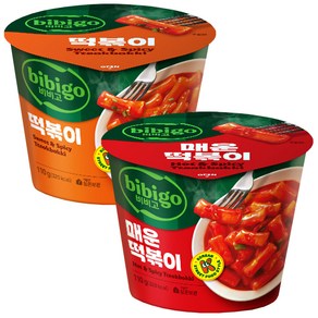 (실온보관) 비비고 컵 떡볶이 2종 (떡볶이 110g 매운떡볶이 110g), 1세트, 220g