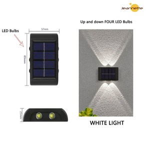 LED태양열 태양광 가로등 쏠라등 야외 벽 램프 방수 조명 위 아래 야광 정원 파티오 계단 울타리 풍경 발코니 장식, [01] 4 LED white light, 01 4 LED white light