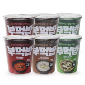 CJ제일제당 부먹밥 3종 6개(짬뽕x2 + 미역x2 + 사골x2), 45g, 1개