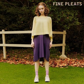 [FINE PLEATS] 피네 플리츠 캡소매 베이직 원피스 퍼플