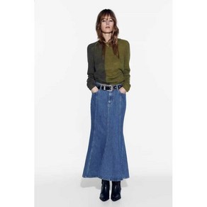 ZARA 여성치마 A라인 롱 데님 미디 스커트