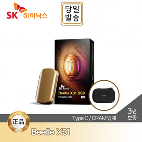 SK HYNIX SK하이닉스 Beetle X31 Potable SSD 1TB DRAM 탑재 / 전용 케이스, 골드