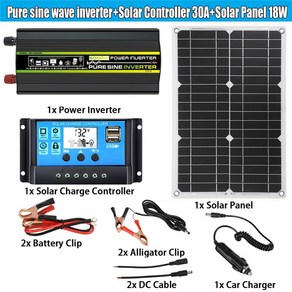 태양광 발전 시스템 태양광 패널 태양광 컨트롤러 순수 사인 인버터 완전한 발전 키트 6000W 8000W 18W 30A 110V 220V