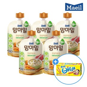 [매일유업] 맘마밀 이유식 녹황채소와 소고기 100g 5팩 + 오리온 돌아온 배배(80g) 1개, 5개