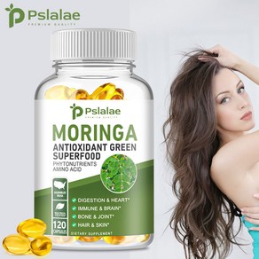 Pslalae Moinga 60/120 캡슐 항산화 및 건강상의 이점이 있는 그린 슈퍼푸드 1000 mg 비 GMO 프로젝트 인증 비건 글루텐 프리 보충제, 1박스, 60정