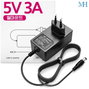 명호전자 5V 3A 아답터 벽걸이형 (TY0500300KImn) DC 5V 3A 어댑터, 5V3A (기본잭5.5x2.1~2.5mm), 아답터만, 1개