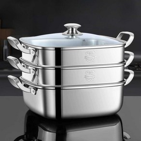 스텐 사각찜기 업소용 가정용 대용량 만두 스테인레스, 2단(304 스테인레스) 30cm, 1개