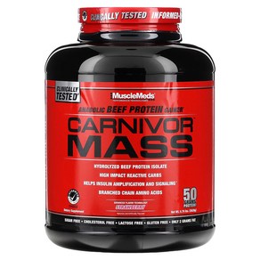 ﻿MuscleMeds CARNIVOR MASS 카니버 매스 6 lbs, 2.268kg, 1개, 스트로베리