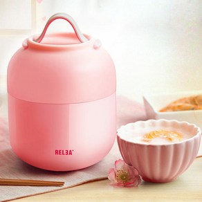 RELEA HELLO 이유식 보온 죽통 보온도시락 500ml, 화이트