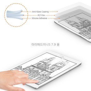 아이패드미니5세대 7.9 호환 사각사각 필기 종이질감 AG스케치필름 저반사 지문방지코팅 액정보호필름, 1개