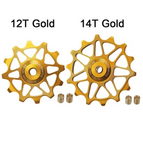자전거 기어 변속기 부품 12T 14T 세라믹 베어링 자전거 뒷 변속기 풀리 가이드 풀리 롤러 아이들러 SRAM XX1 GX 시마노 자전거 자키 휠 2 피스, 14 12T 14T 골드, 1개