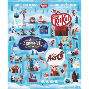 KIT KAT 북극 친구 어드벤트 캘린더 KITKAT 미니 SMARTIES 장식품 KITKAT 버블 AERO 미니 및 KITKAT 산타로 가득 완벽한 크리스마스 초콜릿 선물, 208g, 1개