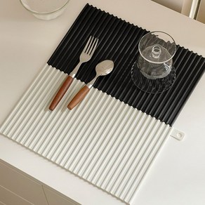 다가옴 물결 실리콘 식기건조 매트 드라잉 매트, 1개, 블랙