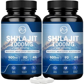 M inch 2팩 쉴라짓 실라짓 풀빅산 Shilajit 85개 이상 미량 미네랄이 180캡슐, 180정, 2개