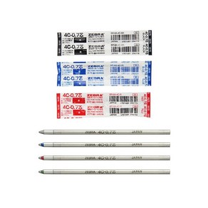 Zeba 제브라 0.7mm 볼펜 리필심 4C-0.7 교체용, 그린