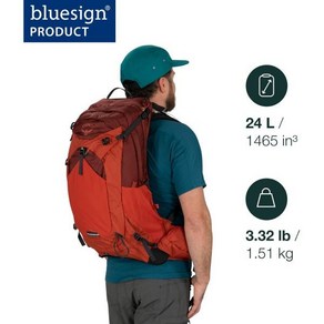 오스프리 Manta 24L 남성용 하이킹 백팩 등산가방 배낭, Manta Hiking Backpack, Oak Leaf Oange