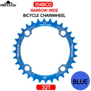 MOTSUV 104 BCD 타원형 라운드 자전거 체인링 MTB 부품 라이트 스타 링 시마노 시리즈 104BCD 액세서리 32T 34T 36T 38T, fo blue, 1개