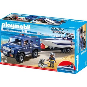 Playmobil 5187 스피드보트가 장착된 시티 액션 폴리스 트럭