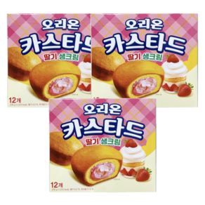 오리온 카스타드 딸기 생크림 12p, 276g, 3개